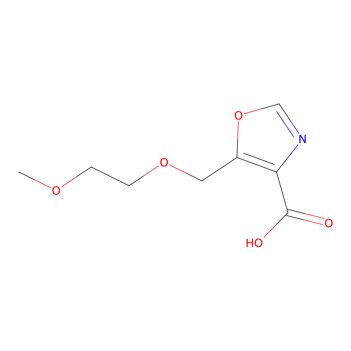 5-[(2-Methoxyethoxy)methyl]-1,3-oxazole-4-carboxylic acid molecular structure, CAS 1698498-78-0