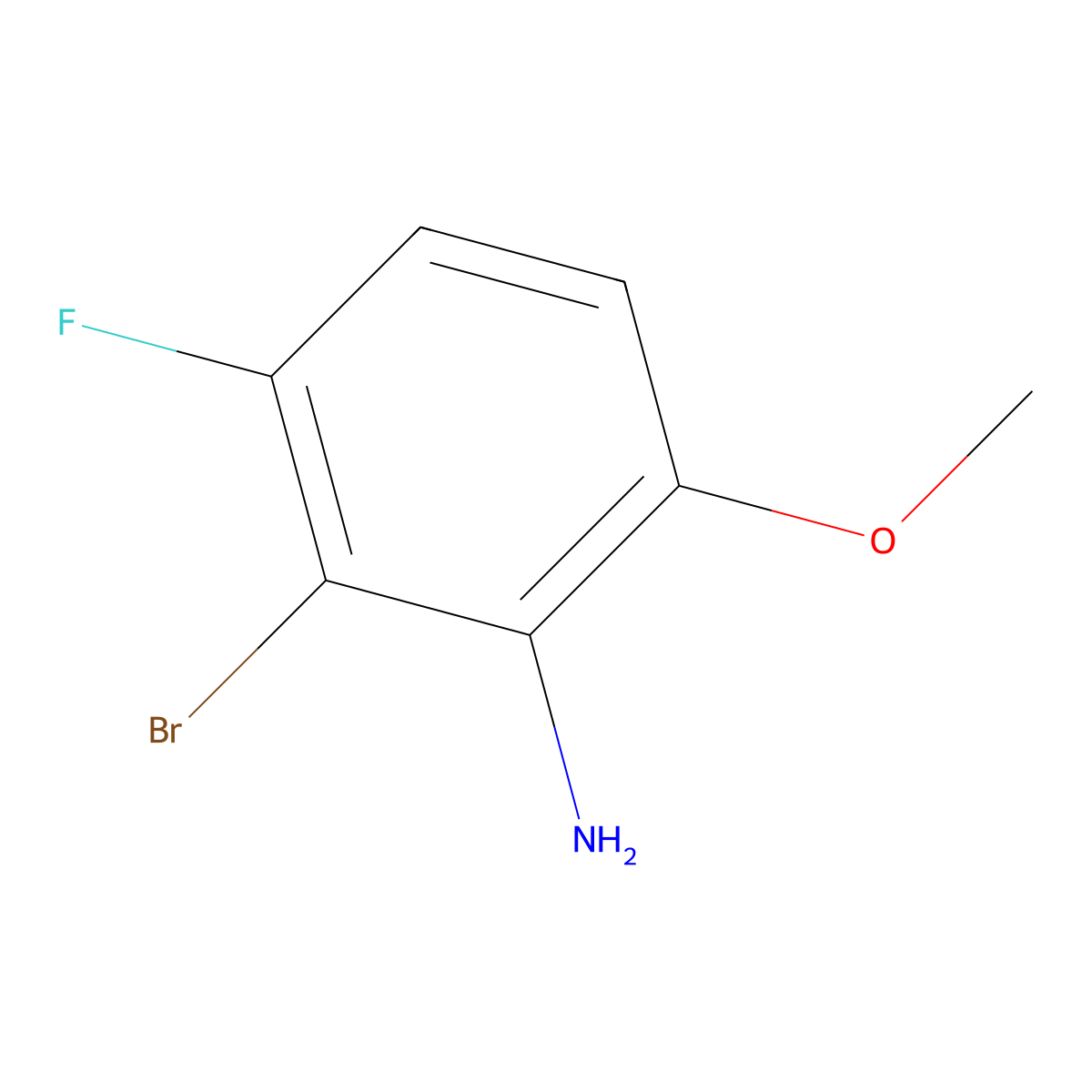 2-Bromo-3-fluoro-6-methoxyaniline molecular structure, CAS 1698500-38-7