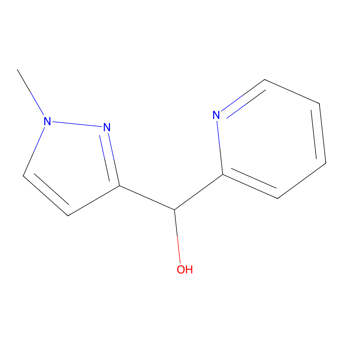 (1-methyl-1H-pyrazol-3-yl)(pyridin-2-yl)methanol molecular structure, CAS 1698500-49-0
