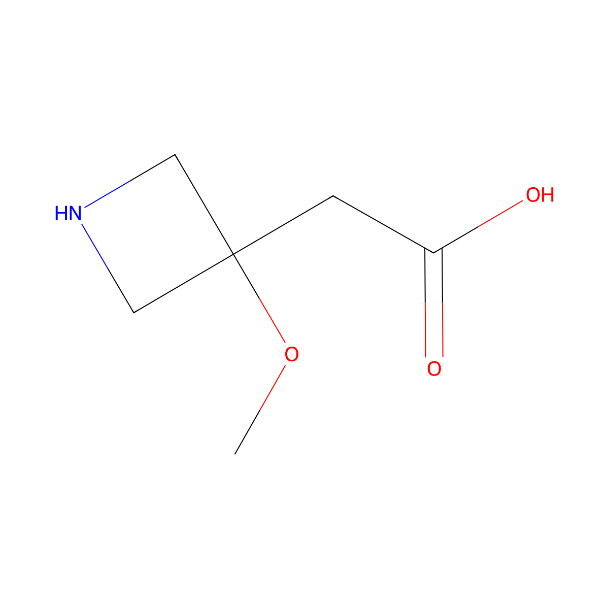 2-(3-Methoxyazetidin-3-yl)acetic acid molecular structure, CAS 1698524-07-0
