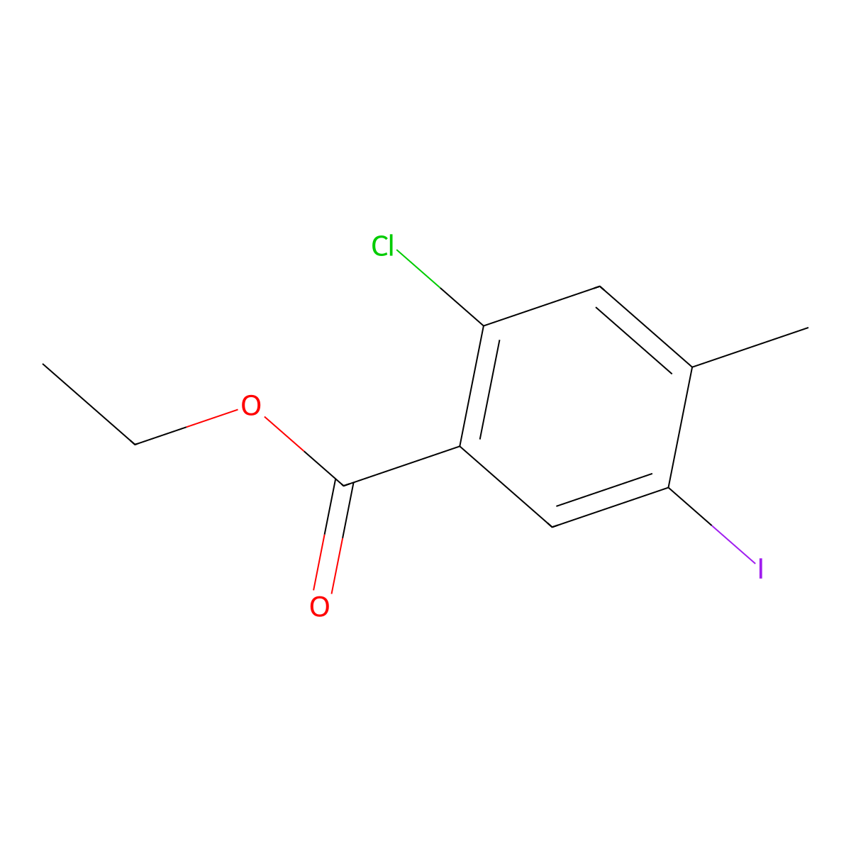 Ethyl 2-chloro-5-iodo-4-methylbenzoate molecular structure, CAS 1698527-06-8