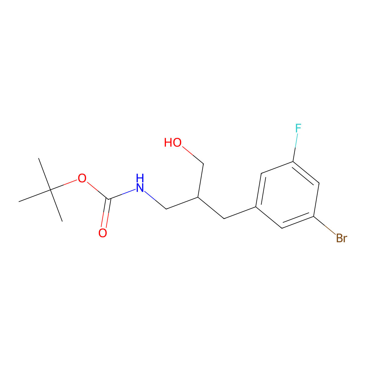 tert-butyl N-{2-[(3-bromo-5-fluorophenyl)methyl]-3-hydroxypropyl}carbamate molecular structure, CAS 1698527-10-4