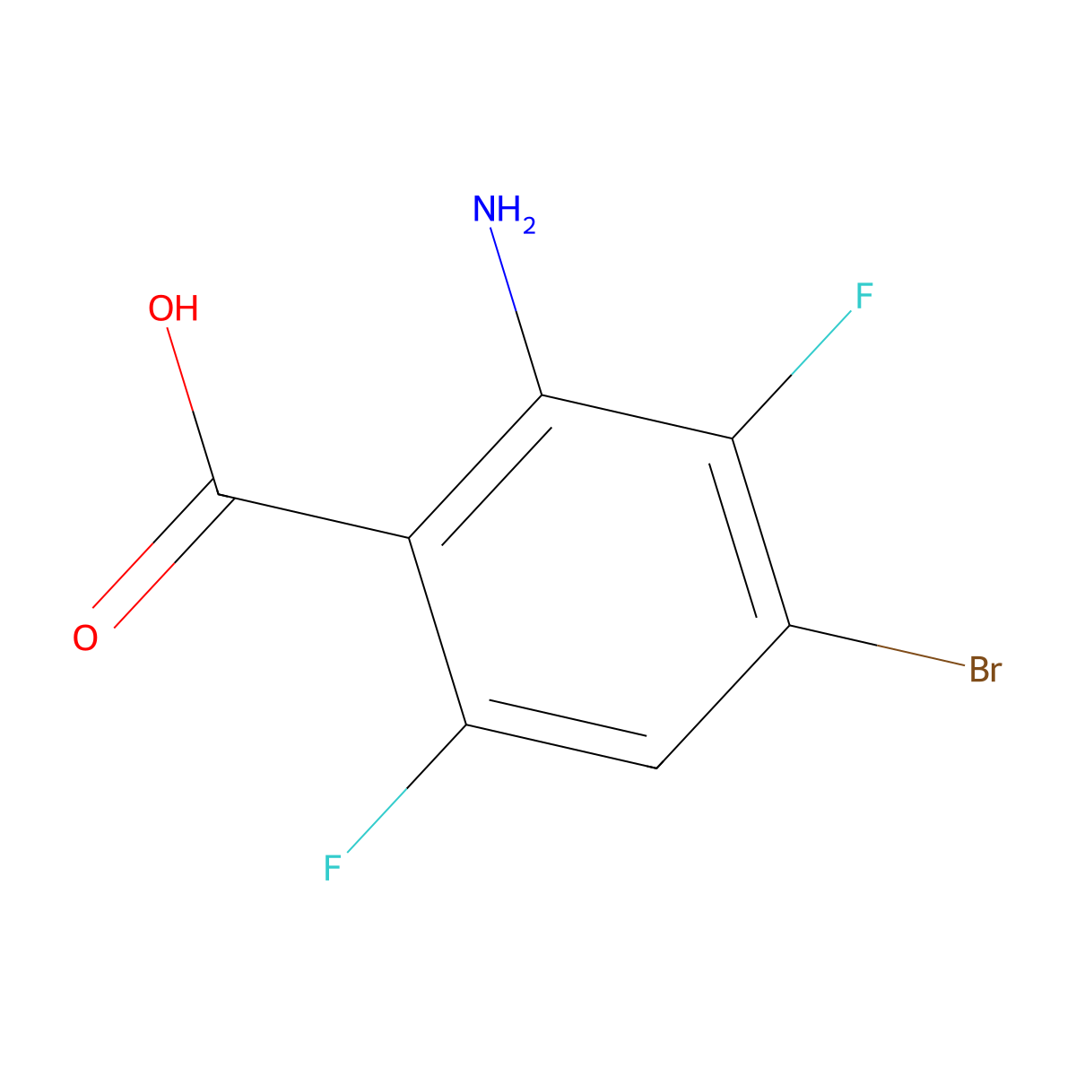 2-Amino-4-bromo-3,6-difluorobenzoic acid molecular structure, CAS 1698535-33-9