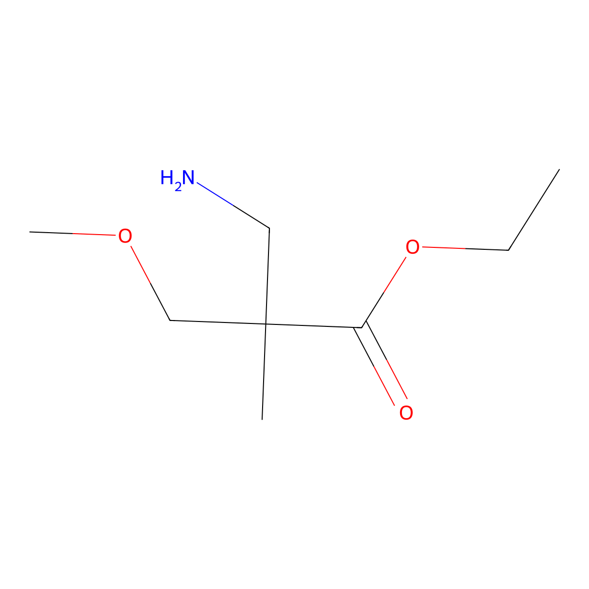Ethyl 3-amino-2-(methoxymethyl)-2-methylpropanoate molecular structure, CAS 1698544-67-0