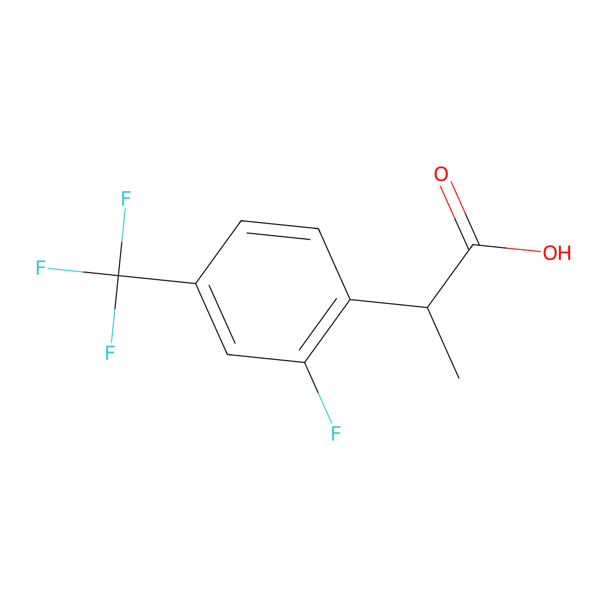 2-[2-Fluoro-4-(trifluoromethyl)phenyl]propanoic Acid molecular structure, CAS 1698550-97-8