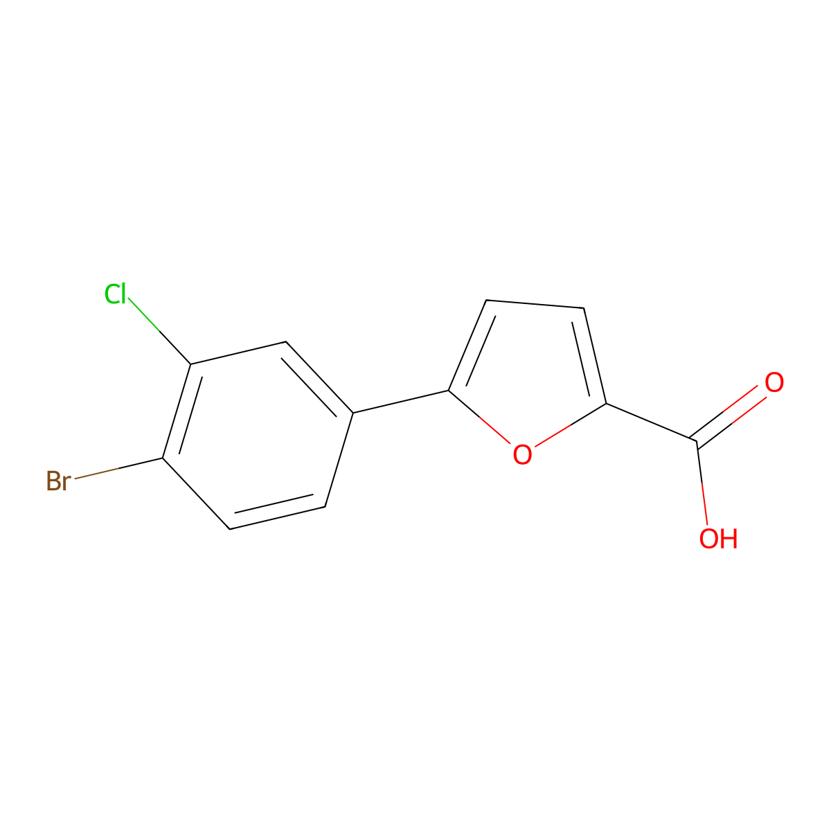 5-(4-Bromo-3-chlorophenyl)furan-2-carboxylic acid molecular structure, CAS 1698596-16-5