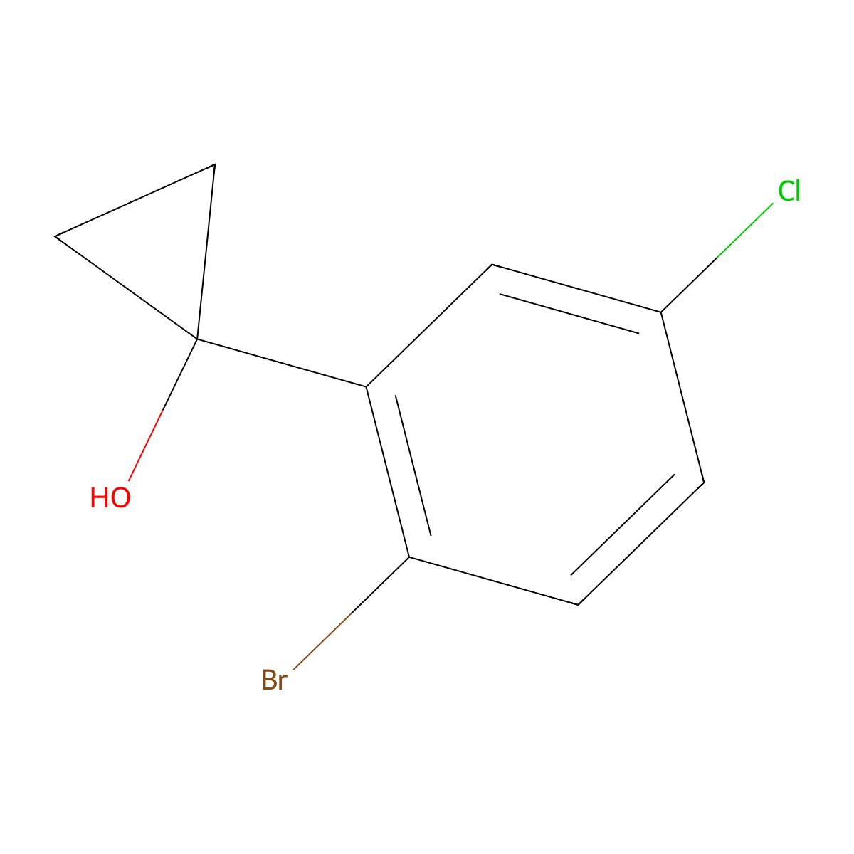 1-(2-Bromo-5-chlorophenyl)cyclopropan-1-ol molecular structure, CAS 1698602-74-2