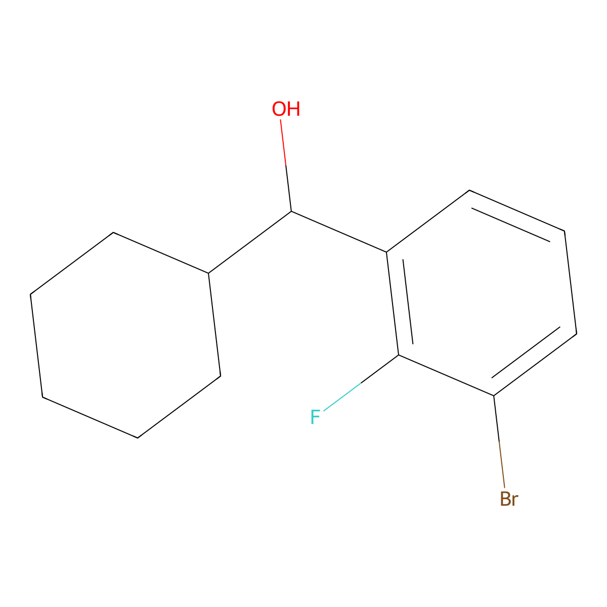(3-Bromo-2-fluorophenyl)(cyclohexyl)methanol molecular structure, CAS 1698633-34-9