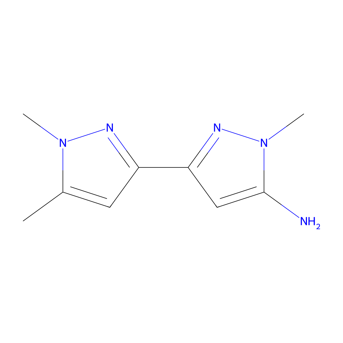 3-(1,5-Dimethyl-1H-pyrazol-3-yl)-1-methyl-1H-pyrazol-5-amine molecular structure, CAS 1698643-32-1
