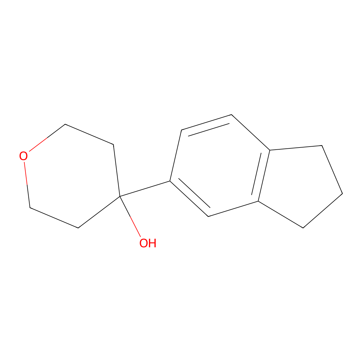 4-(2,3-dihydro-1H-inden-5-yl)tetrahydro-2H-pyran-4-ol molecular structure, CAS 1698668-09-5