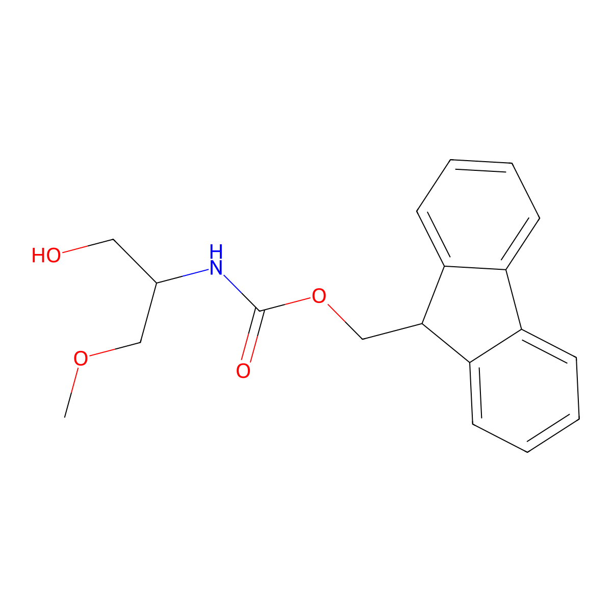 (9H-fluoren-9-yl)methyl N-(1-hydroxy-3-methoxypropan-2-yl)carbamate molecular structure, CAS 1698668-48-2