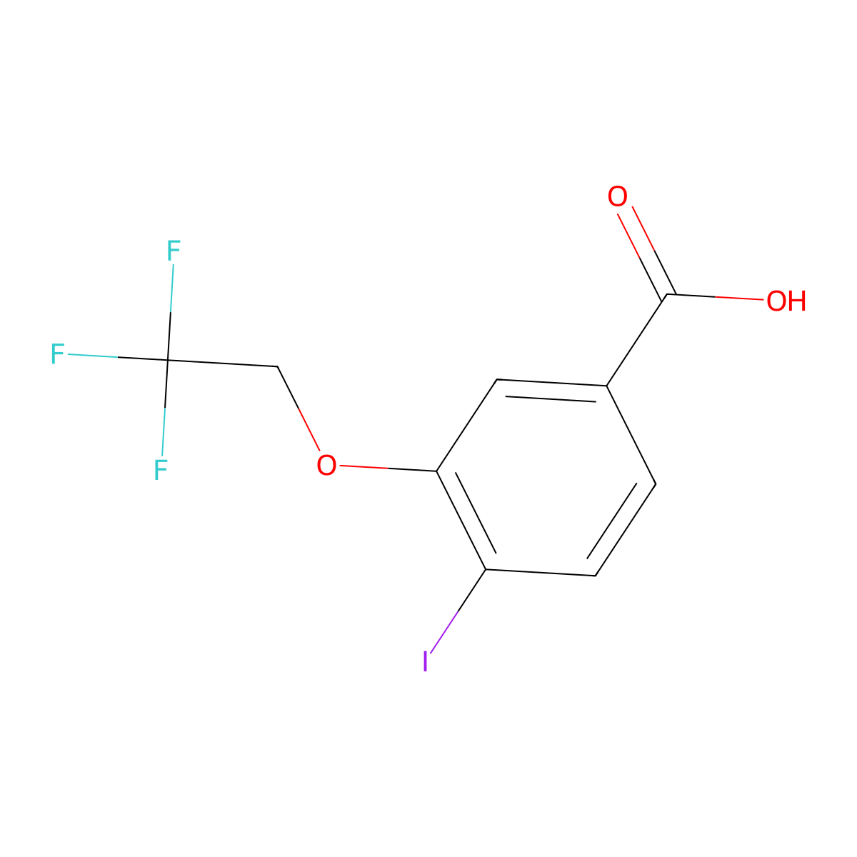 4-Iodo-3-(2,2,2-trifluoroethoxy)benzoic acid molecular structure, CAS 1698670-68-6
