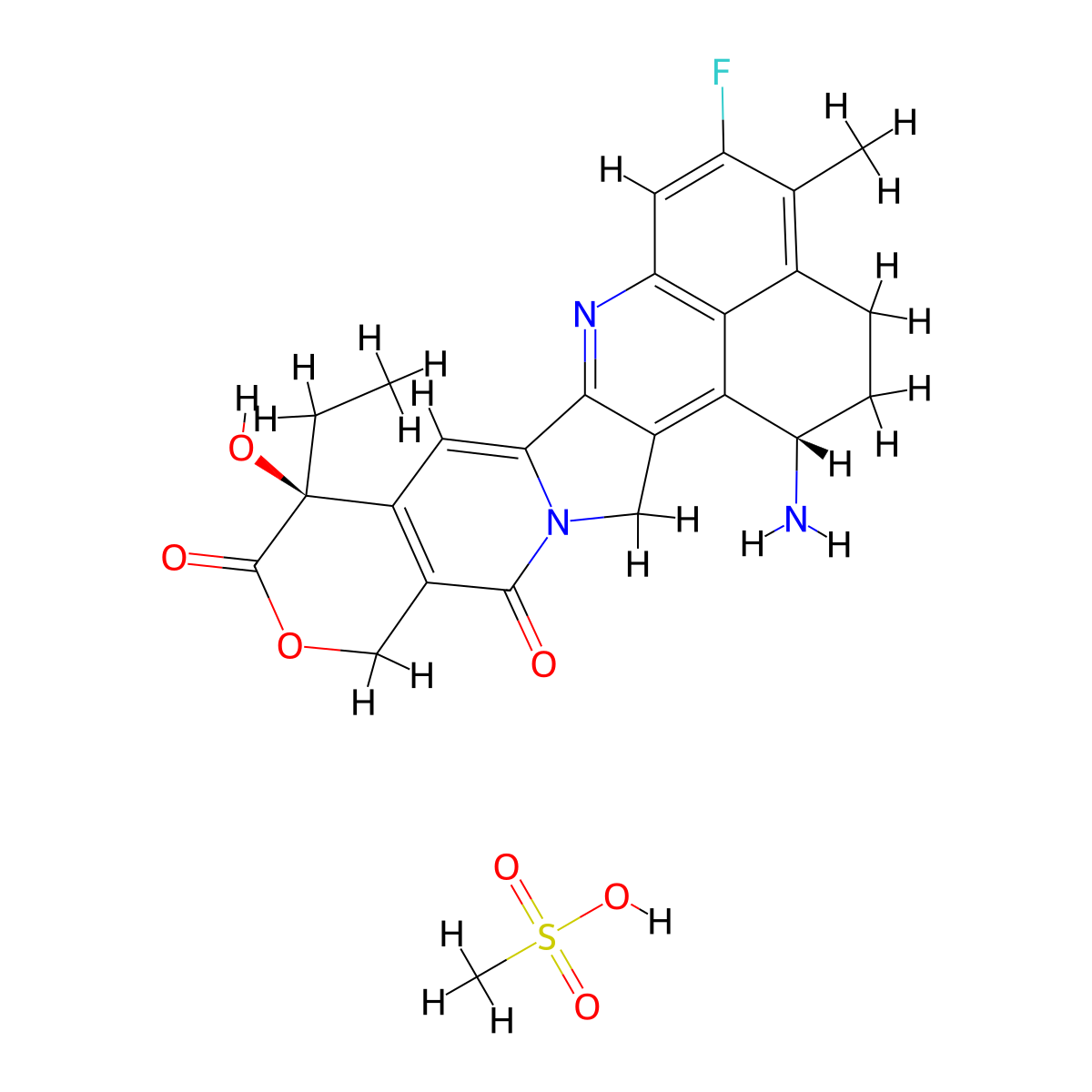 exatecan mesylate anhydrous molecular structure, CAS 169869-90-3
