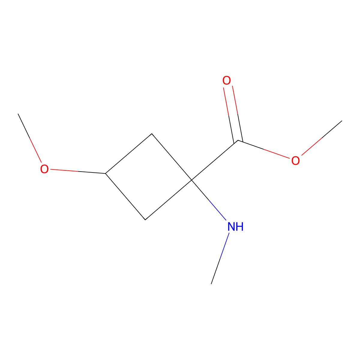 Methyl 3-methoxy-1-(methylamino)cyclobutane-1-carboxylate molecular structure, CAS 1698692-68-0