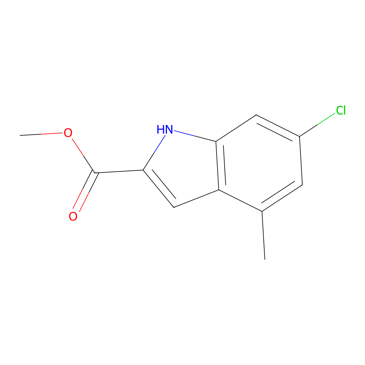 methyl 6-chloro-4-methyl-1H-indole-2-carboxylate molecular structure, CAS 1698700-02-5