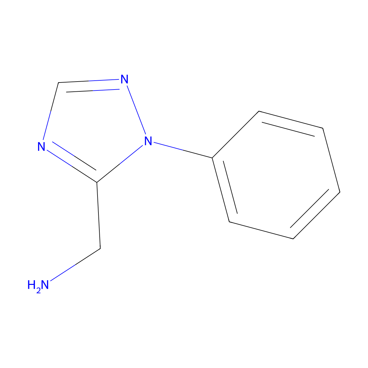 (1-phenyl-1H-1,2,4-triazol-5-yl)methanamine molecular structure, CAS 1698714-42-9