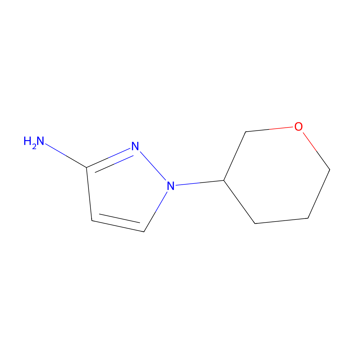 1-(oxan-3-yl)-1H-pyrazol-3-amine molecular structure, CAS 1698719-78-6
