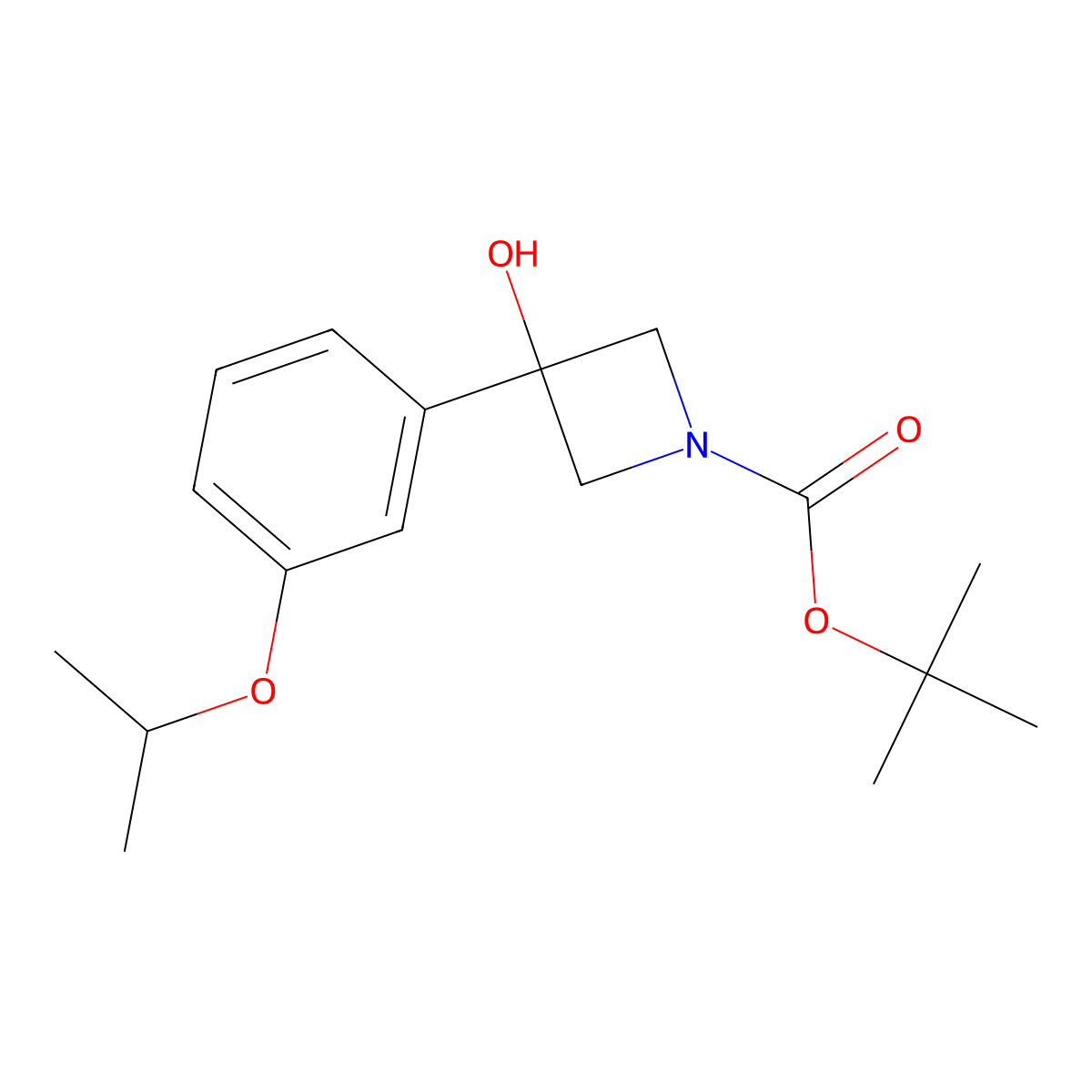 1,1-Dimethylethyl 3-hydroxy-3-[3-(1-methylethoxy)phenyl]-1-azetidinecarboxylate molecular structure, CAS 1698736-18-3