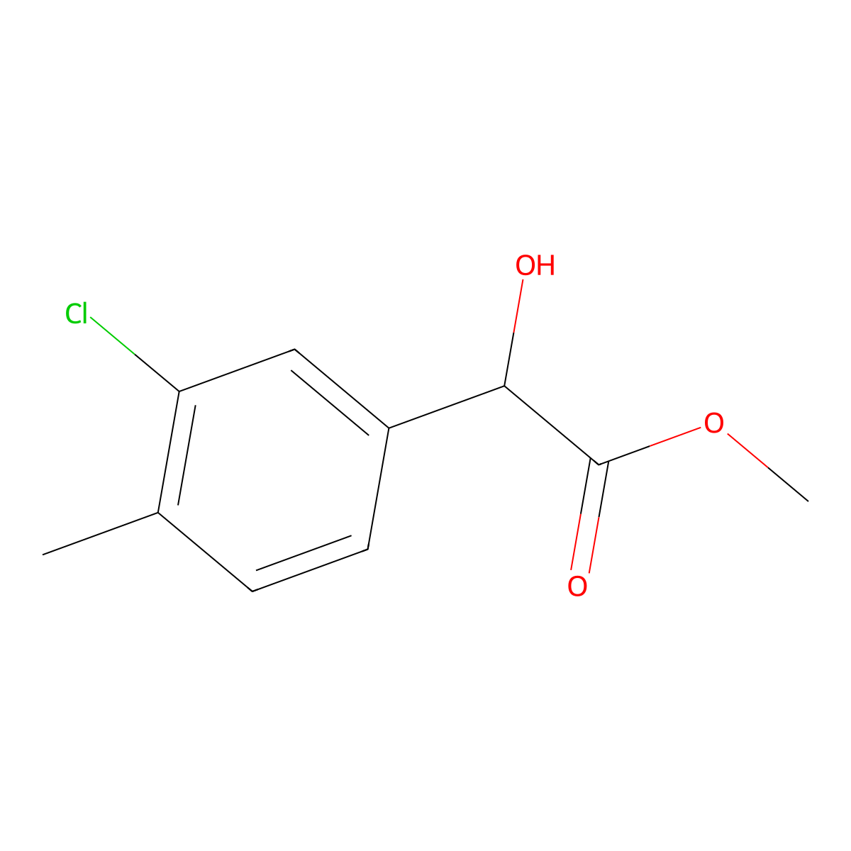 Methyl 2-(3-chloro-4-methylphenyl)-2-hydroxyacetate molecular structure, CAS 1698739-80-8