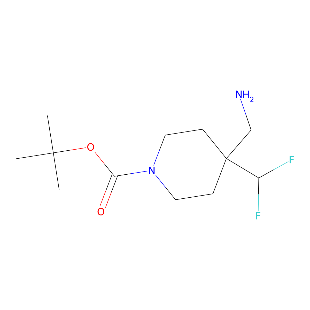 Tert-butyl 4-(aminomethyl)-4-(difluoromethyl)piperidine-1-carboxylate molecular structure, CAS 1698741-42-2