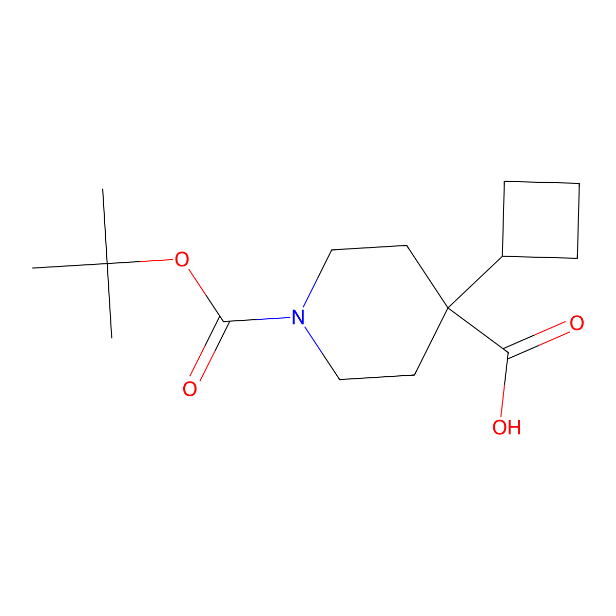 1-((Tert-butoxy)carbonyl)-4-cyclobutylpiperidine-4-carboxylic acid molecular structure, CAS 1698748-34-3