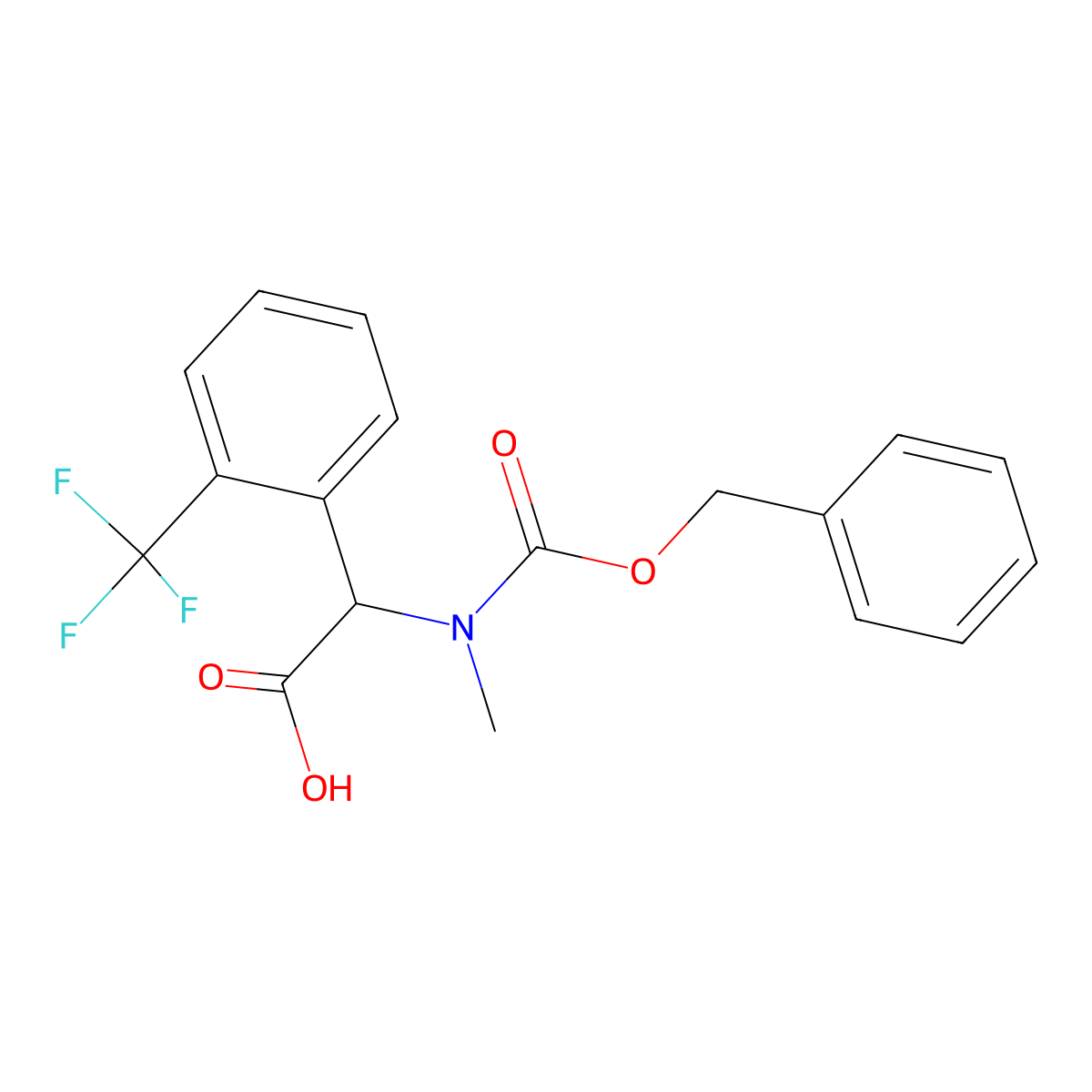 2-{[(Benzyloxy)carbonyl](methyl)amino}-2-[2-(trifluoromethyl)phenyl]acetic acid molecular structure, CAS 1698749-65-3