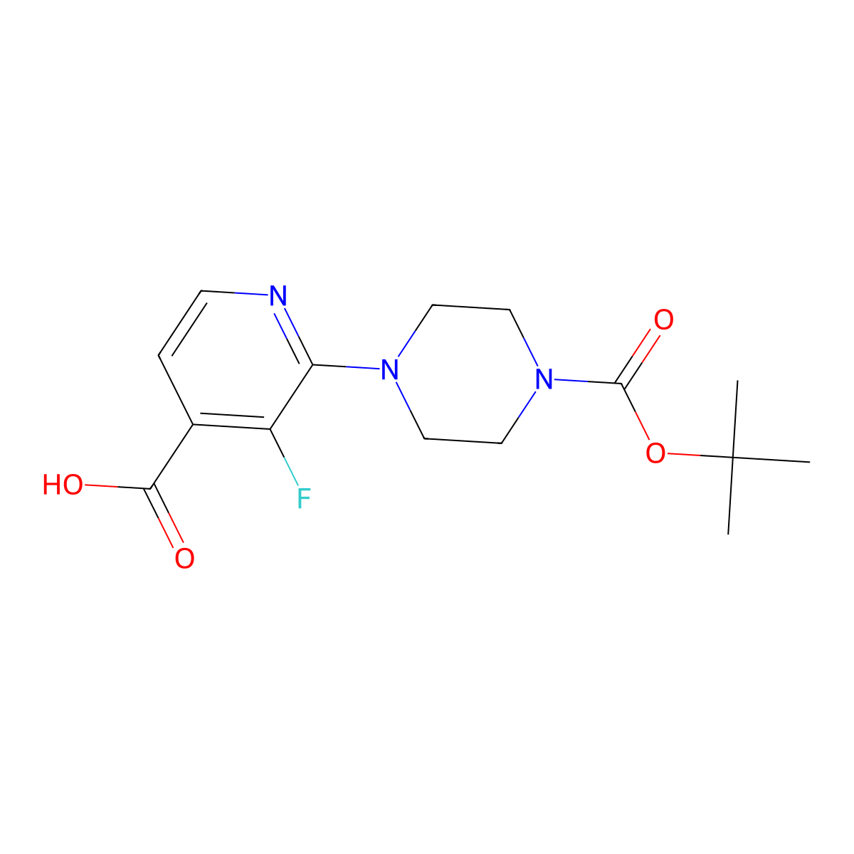 2-{4-[(Tert-butoxy)carbonyl]piperazin-1-yl}-3-fluoropyridine-4-carboxylic acid molecular structure, CAS 1698751-04-0