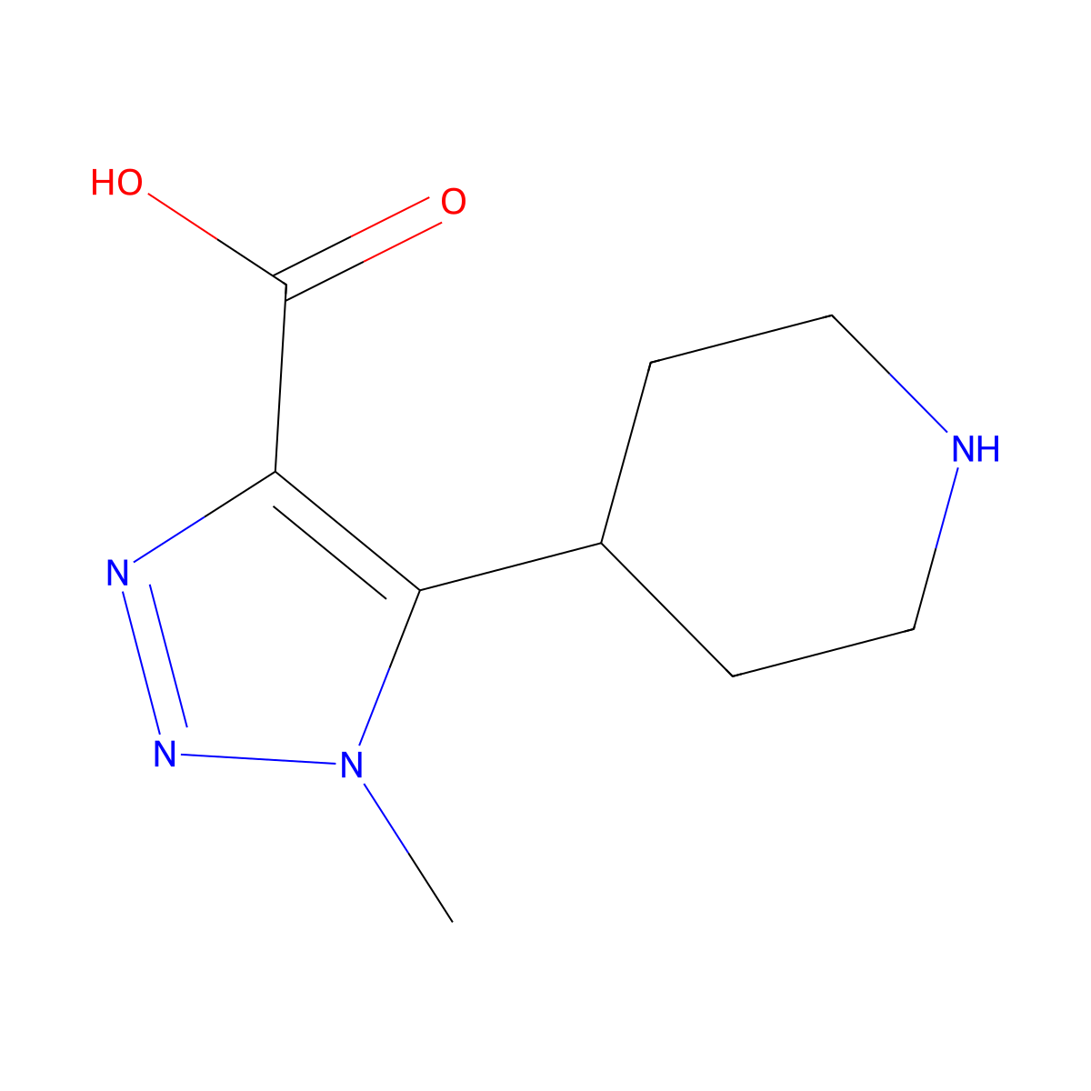 1-Methyl-5-(piperidin-4-yl)-1H-1,2,3-triazole-4-carboxylic acid molecular structure, CAS 1698756-77-2