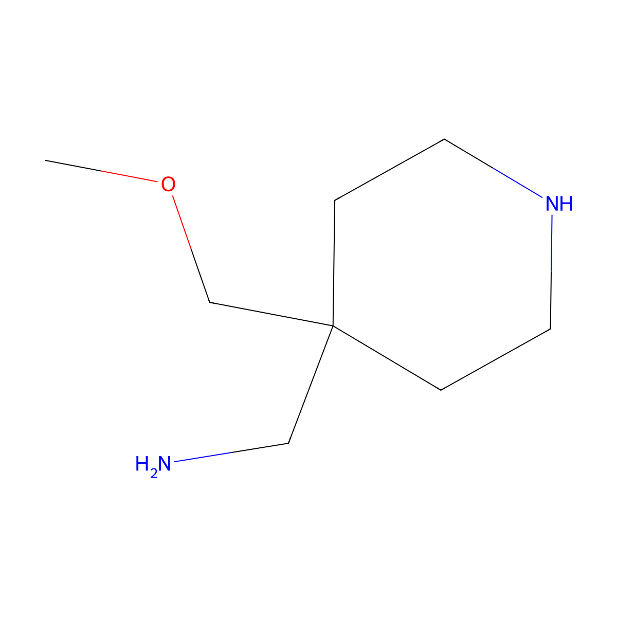 [4-(Methoxymethyl)piperidin-4-yl]methanamine molecular structure, CAS 1698808-23-9