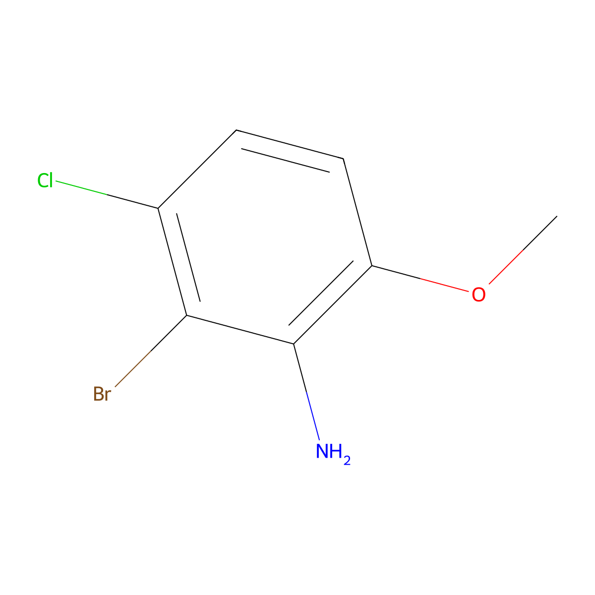 2-Bromo-3-chloro-6-methoxyaniline molecular structure, CAS 1698810-56-8