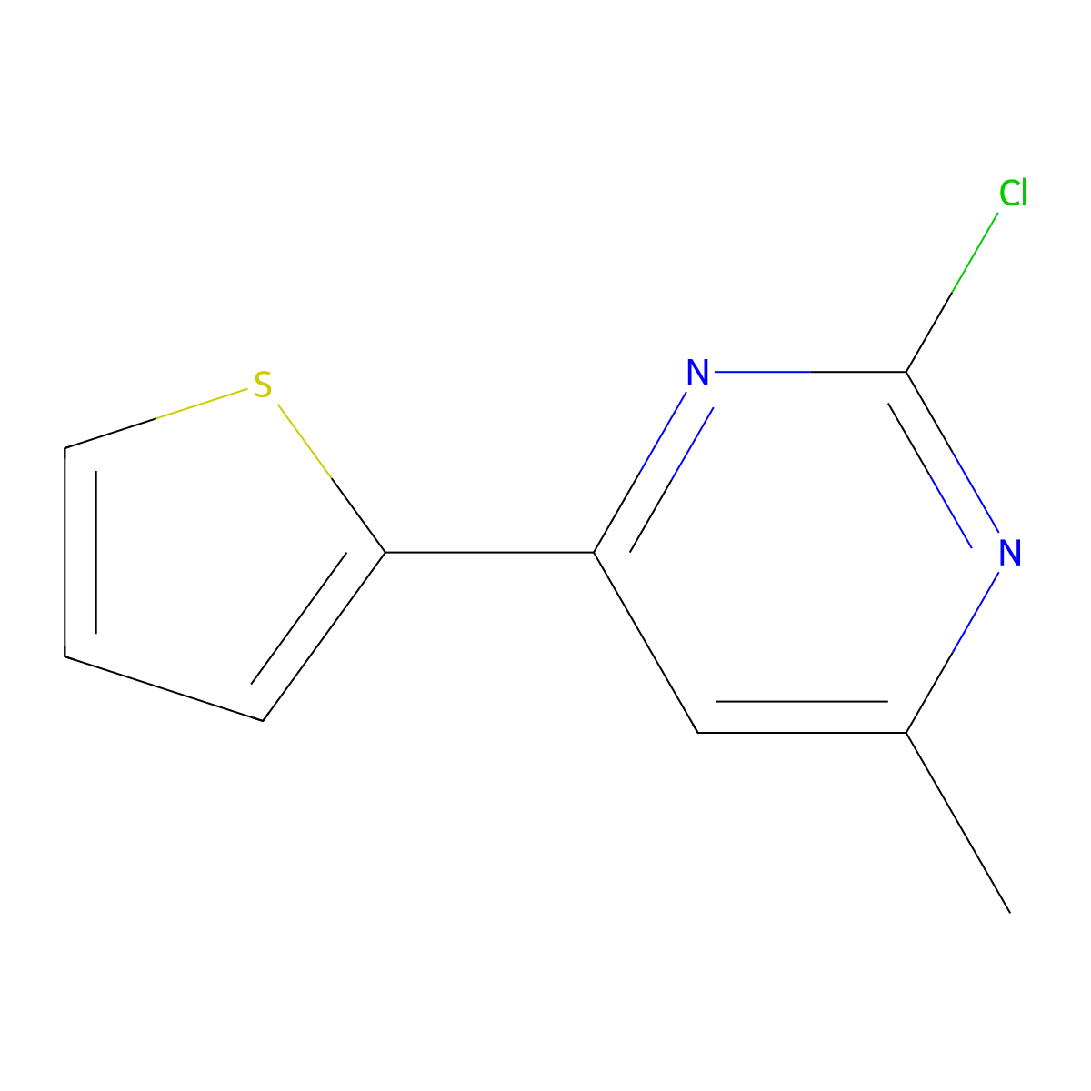2-Chloro-4-methyl-6-(2-thienyl)pyrimidine molecular structure, CAS 169883-34-5