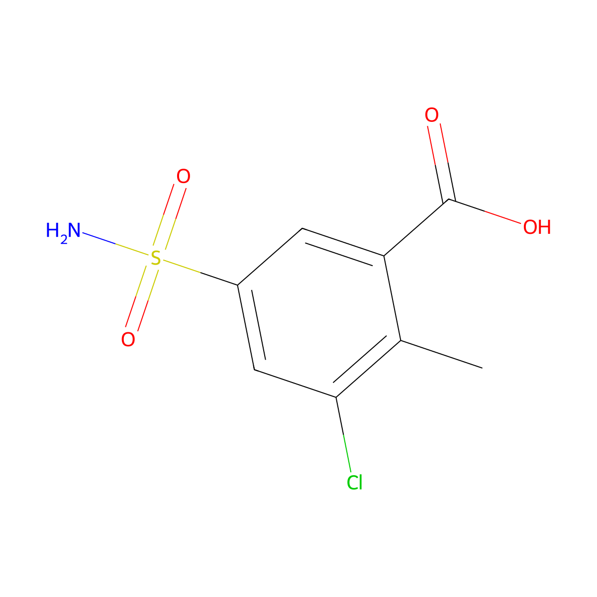 3-Chloro-2-methyl-5-sulfamoylbenzoic acid molecular structure, CAS 1698835-74-3