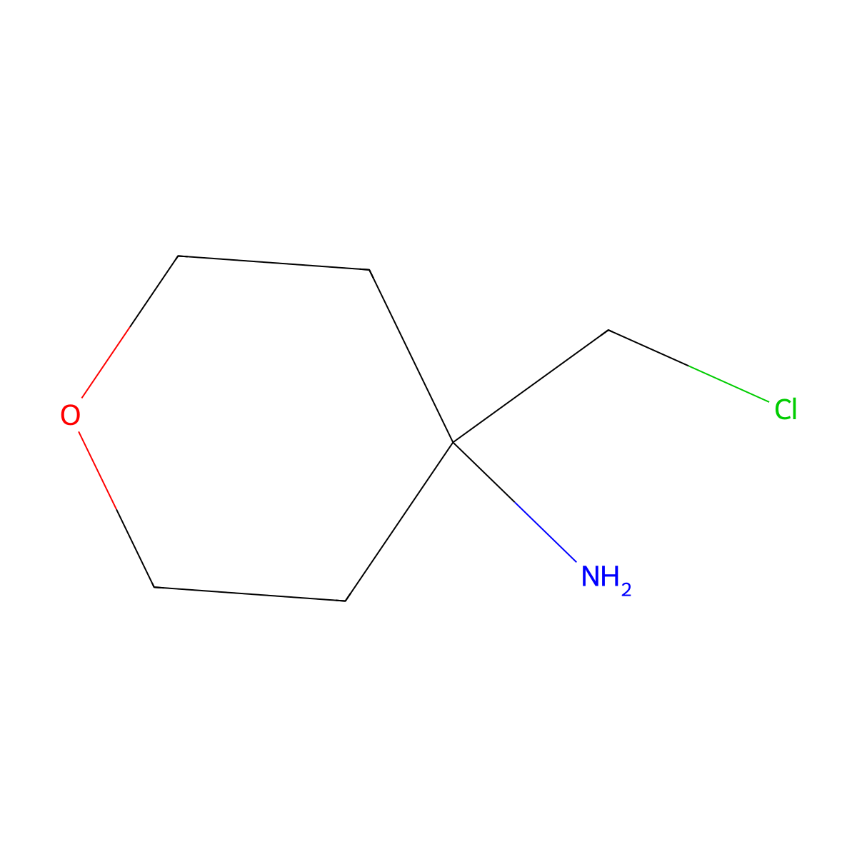 4-(Chloromethyl)oxan-4-amine molecular structure, CAS 1698836-40-6