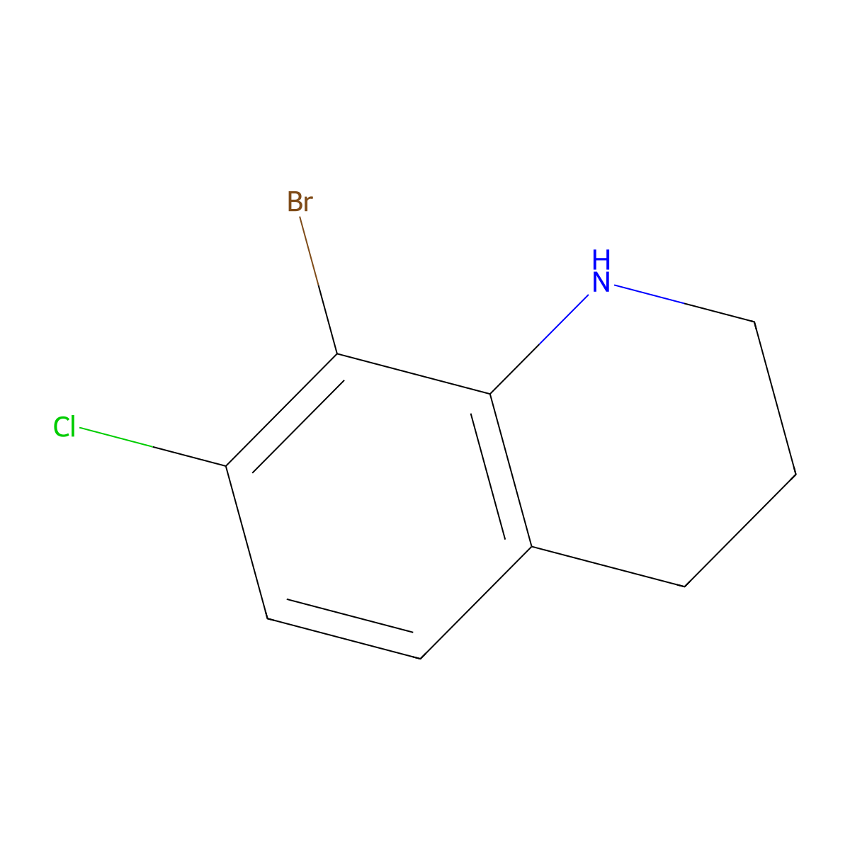 8-Bromo-7-chloro-1,2,3,4-tetrahydroquinoline molecular structure, CAS 1698843-14-9