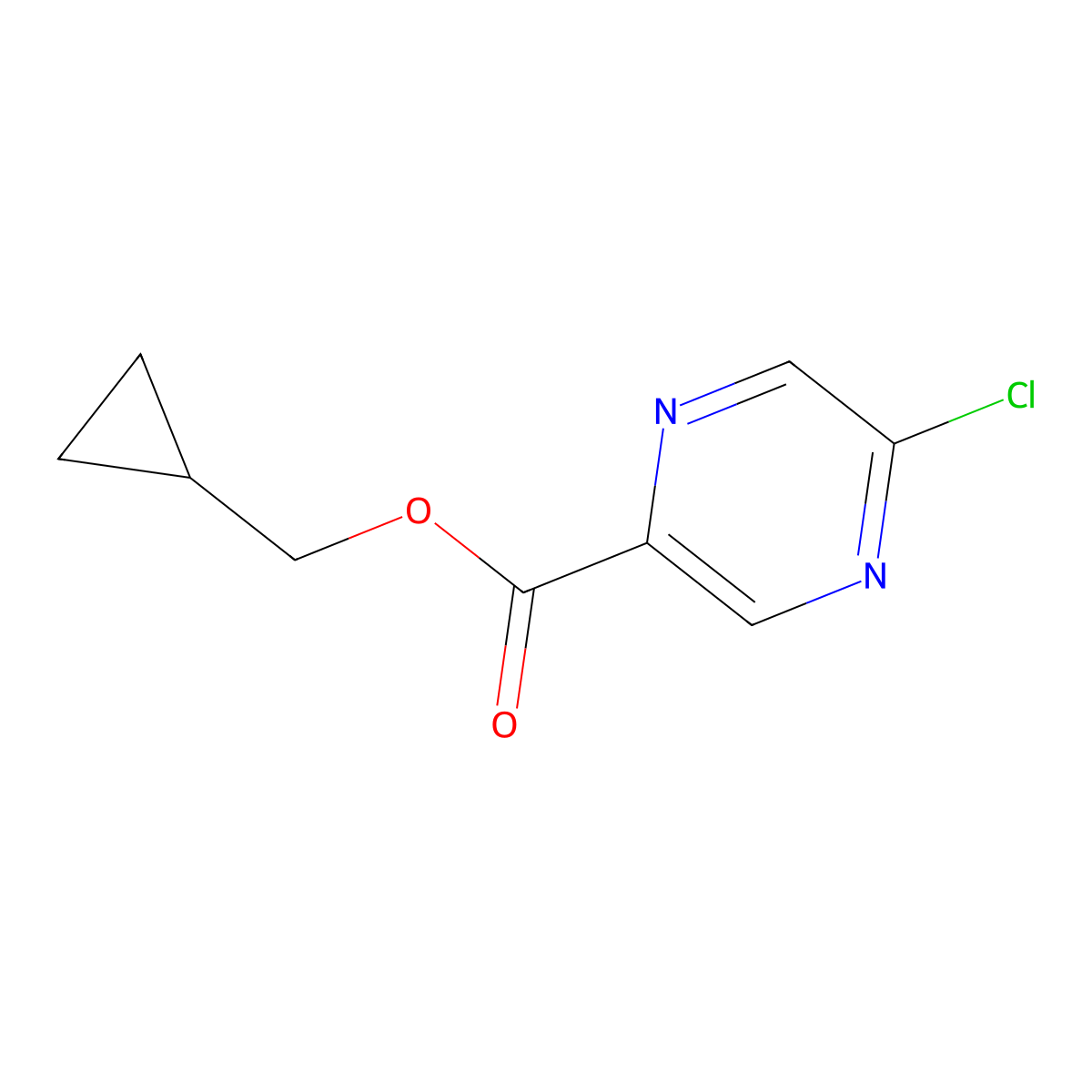 Cyclopropylmethyl 5-chloropyrazine-2-carboxylate molecular structure, CAS 1698849-40-9