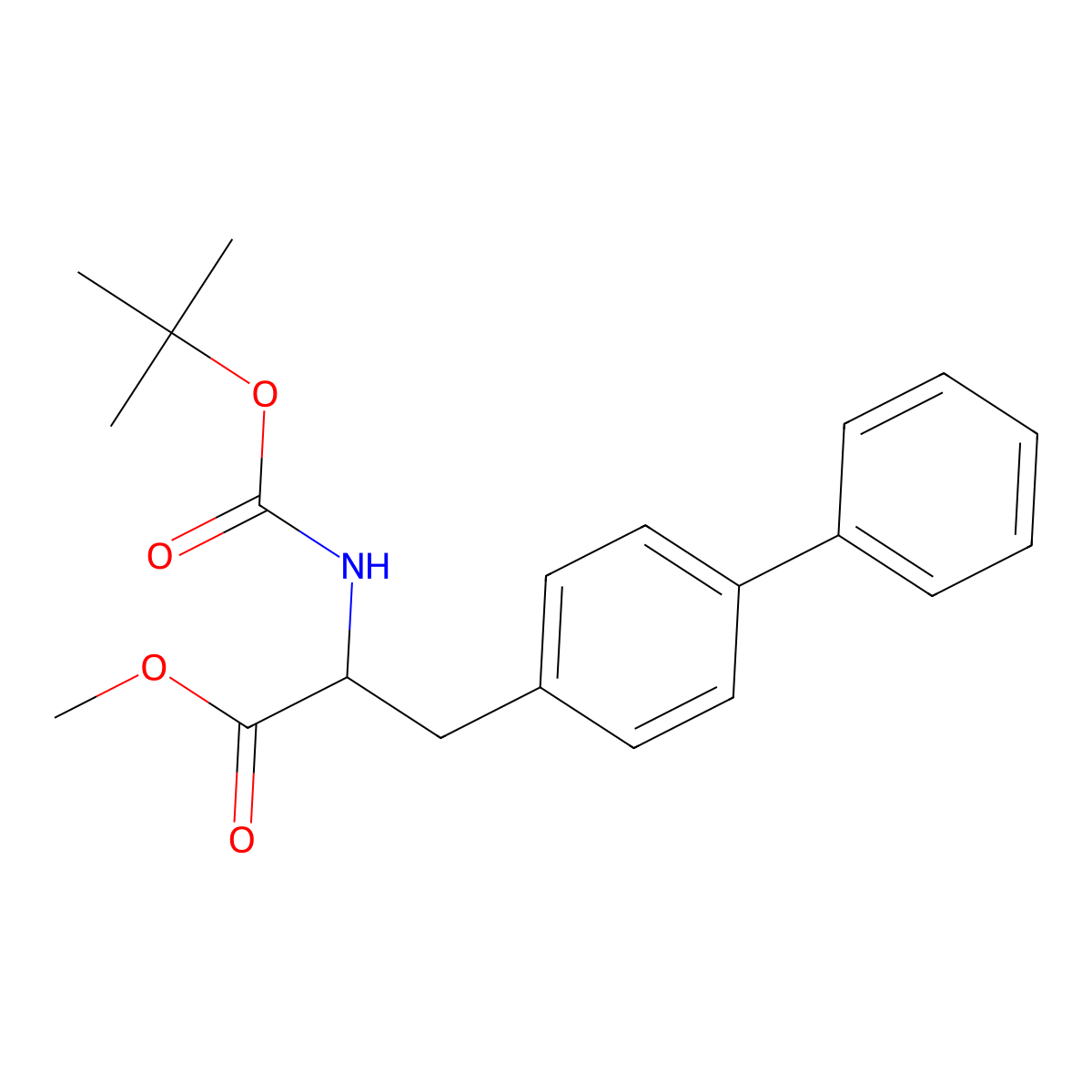 Methyl 2-[(2-methylpropan-2-yl)oxycarbonylamino]-3-(4-phenylphenyl)propanoate molecular structure, CAS 169885-20-5