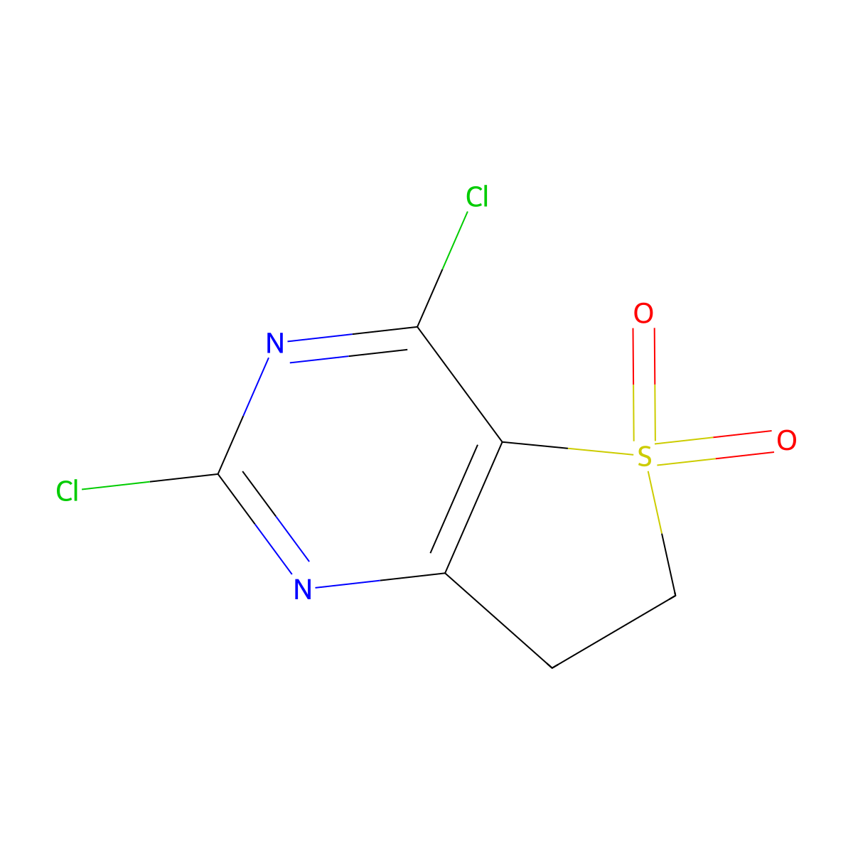 2,4-dichloro-6H,7H-5lambda6-thieno(3,2-d)pyrimidine-5,5-dione molecular structure, CAS 1698853-34-7