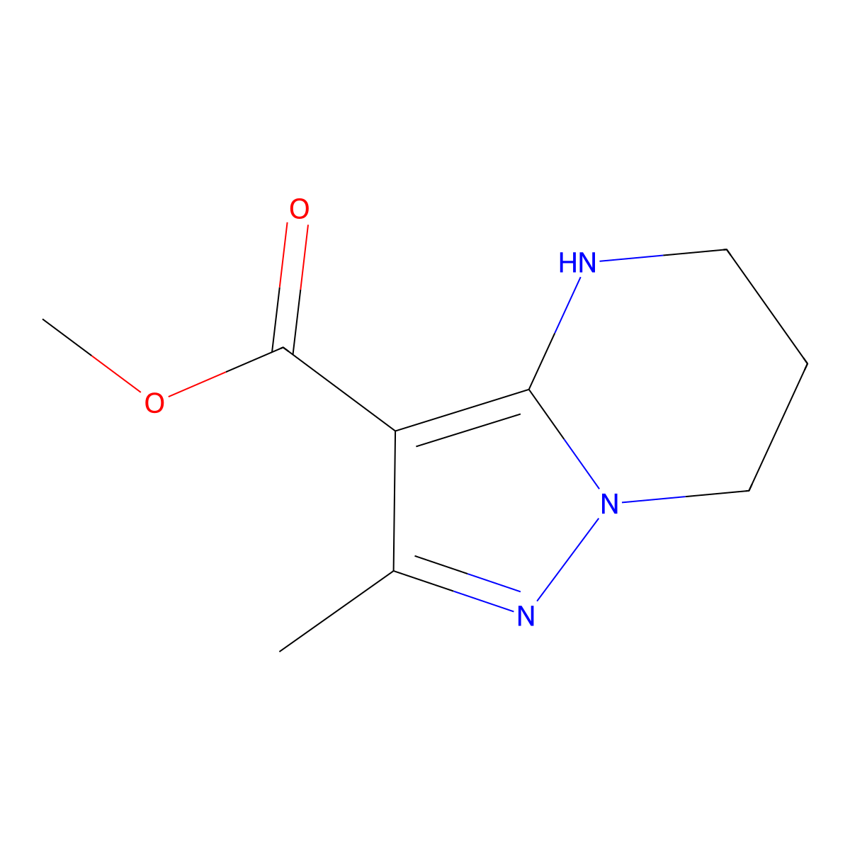 methyl 2-methyl-4H,5H,6H,7H-pyrazolo[1,5-a]pyrimidine-3-carboxylate molecular structure, CAS 1698876-73-1