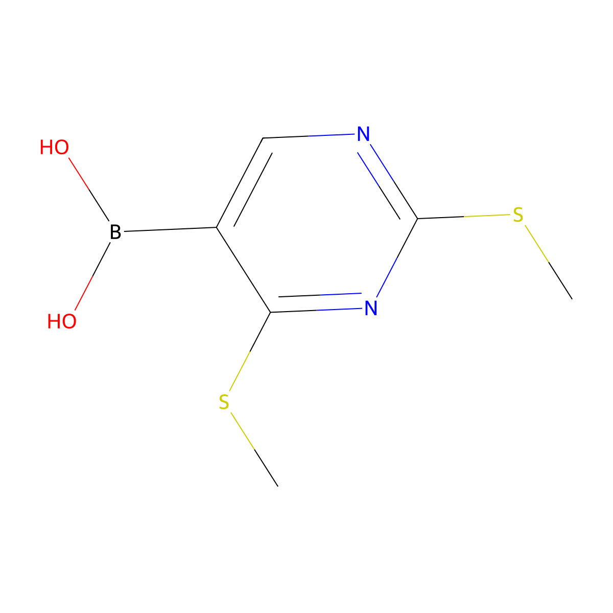 2,4-Bis(methylsulfanyl)pyrimidine-5-boronic acid molecular structure, CAS 1698886-24-6