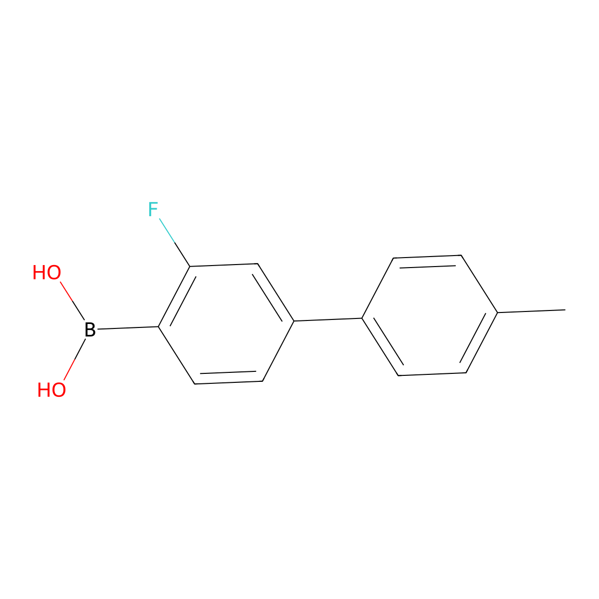 (4'-Methyl-3-fluoro[1,1'-biphenyl]-4-yl)-boronic acid molecular structure, CAS 1698890-39-9