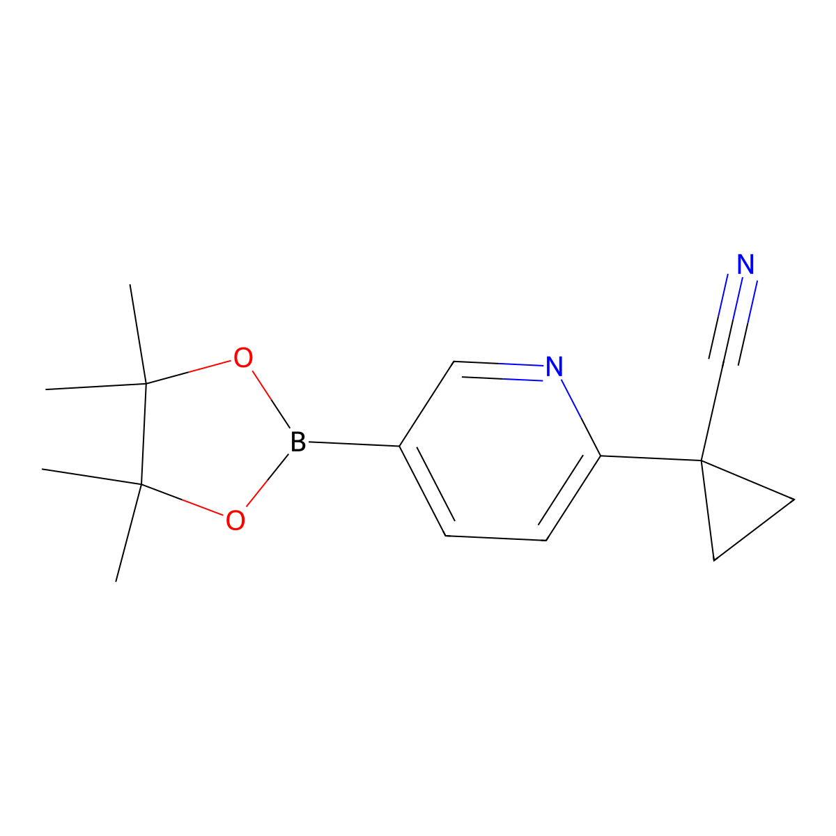 (6-(1-Cyanocyclopropyl)pyridin-3-YL)boronic acid pinacol ester molecular structure, CAS 1698894-95-9