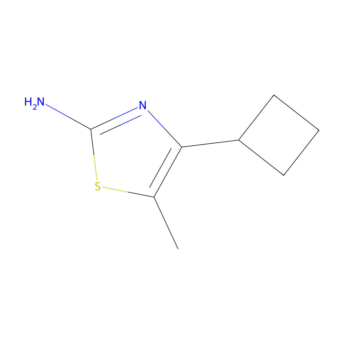 4-Cyclobutyl-5-methyl-1,3-thiazol-2-amine molecular structure, CAS 1698908-50-7