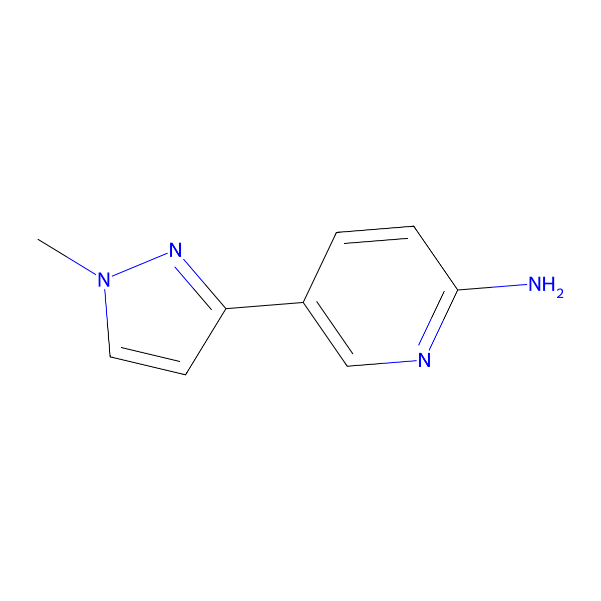 5-(1-methyl-1H-pyrazol-3-yl)pyridin-2-amine molecular structure, CAS 1698959-60-2