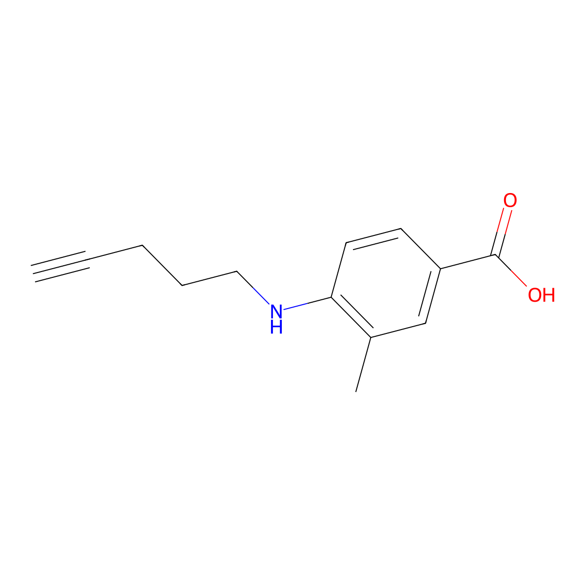 3-Methyl-4-[(pent-4-yn-1-yl)amino]benzoic acid molecular structure, CAS 1698962-98-9