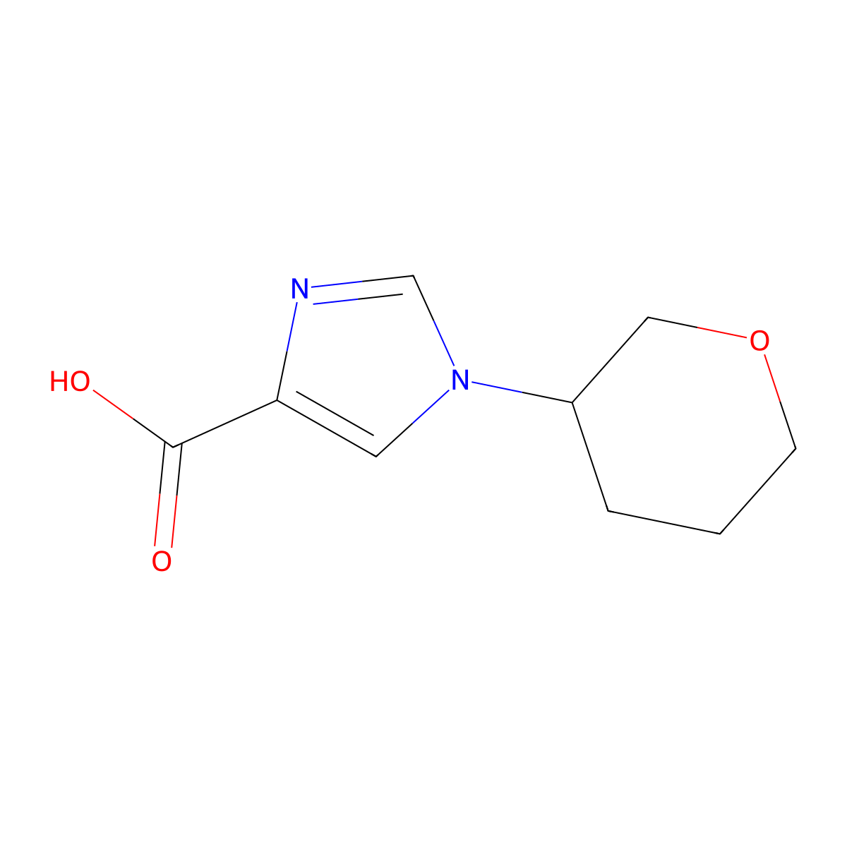 1-(Oxan-3-yl)-1H-imidazole-4-carboxylic acid molecular structure, CAS 1698981-85-9