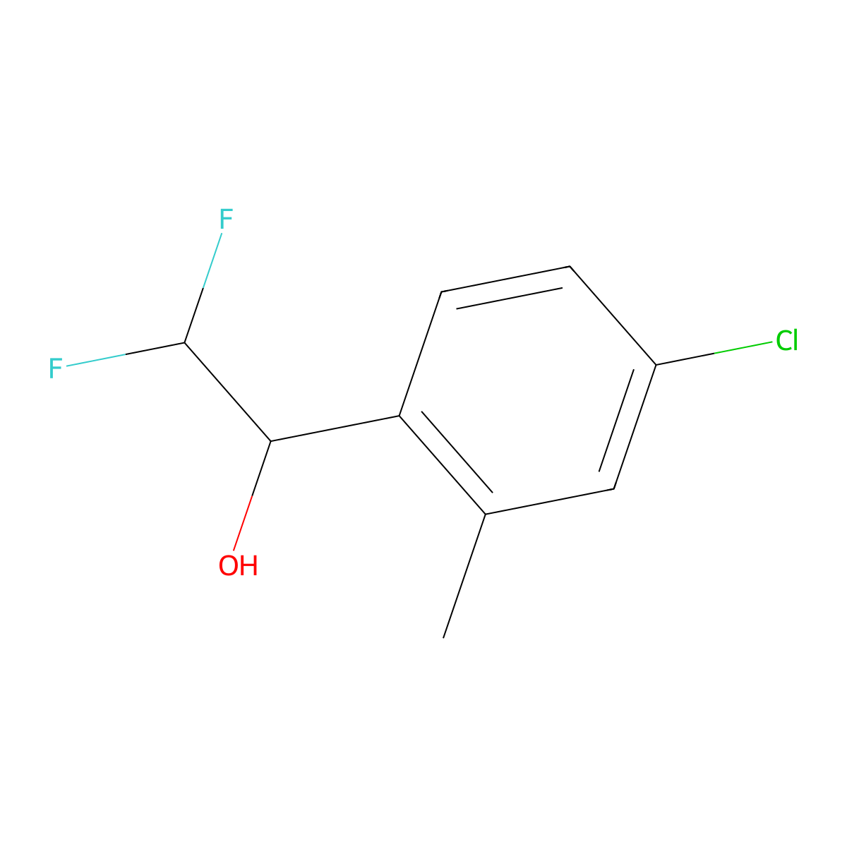 1-(4-Chloro-2-methylphenyl)-2,2-difluoroethan-1-ol molecular structure, CAS 1698995-00-4