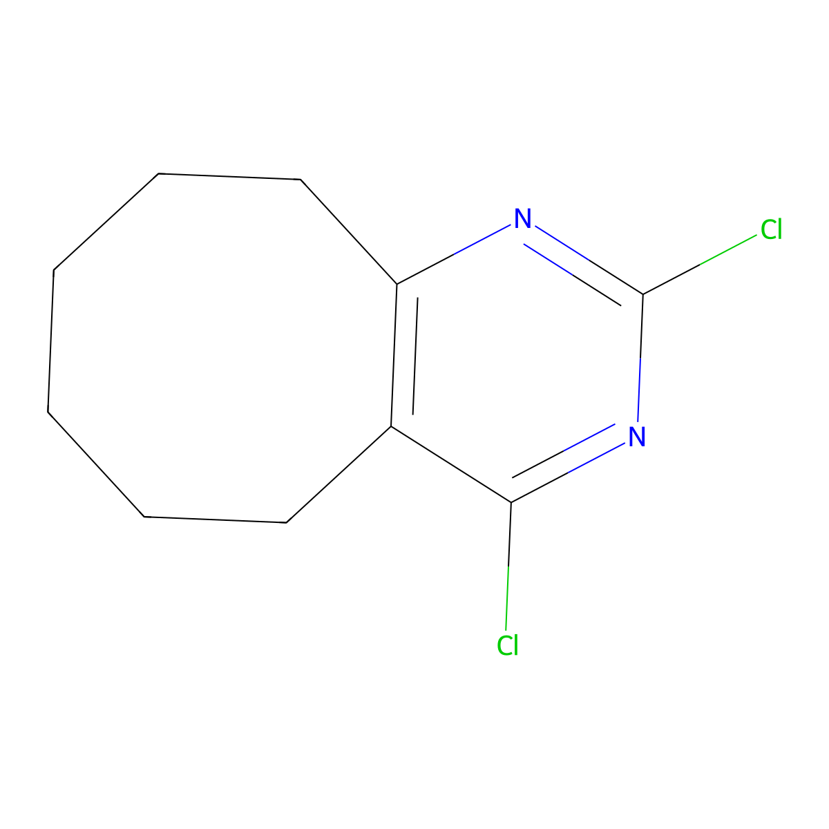 2,4-dichloro-5H,6H,7H,8H,9H,10H-cycloocta(d)pyrimidine molecular structure, CAS 1699-20-3