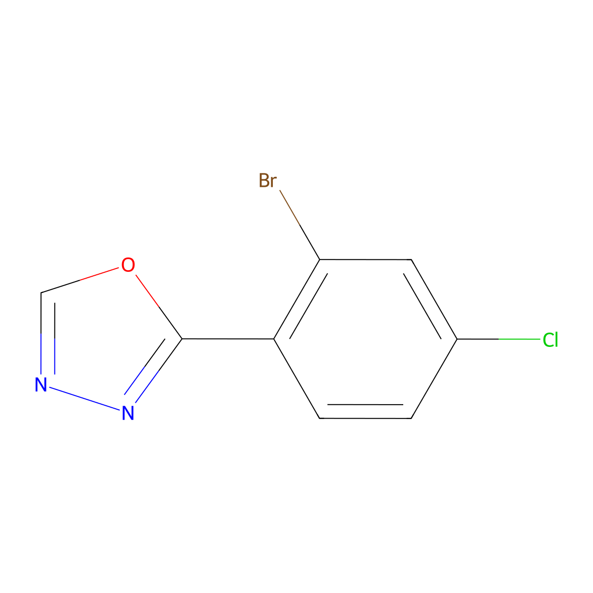 2-(2-Bromo-4-chlorophenyl)-1,3,4-oxadiazole molecular structure, CAS 1699001-40-5