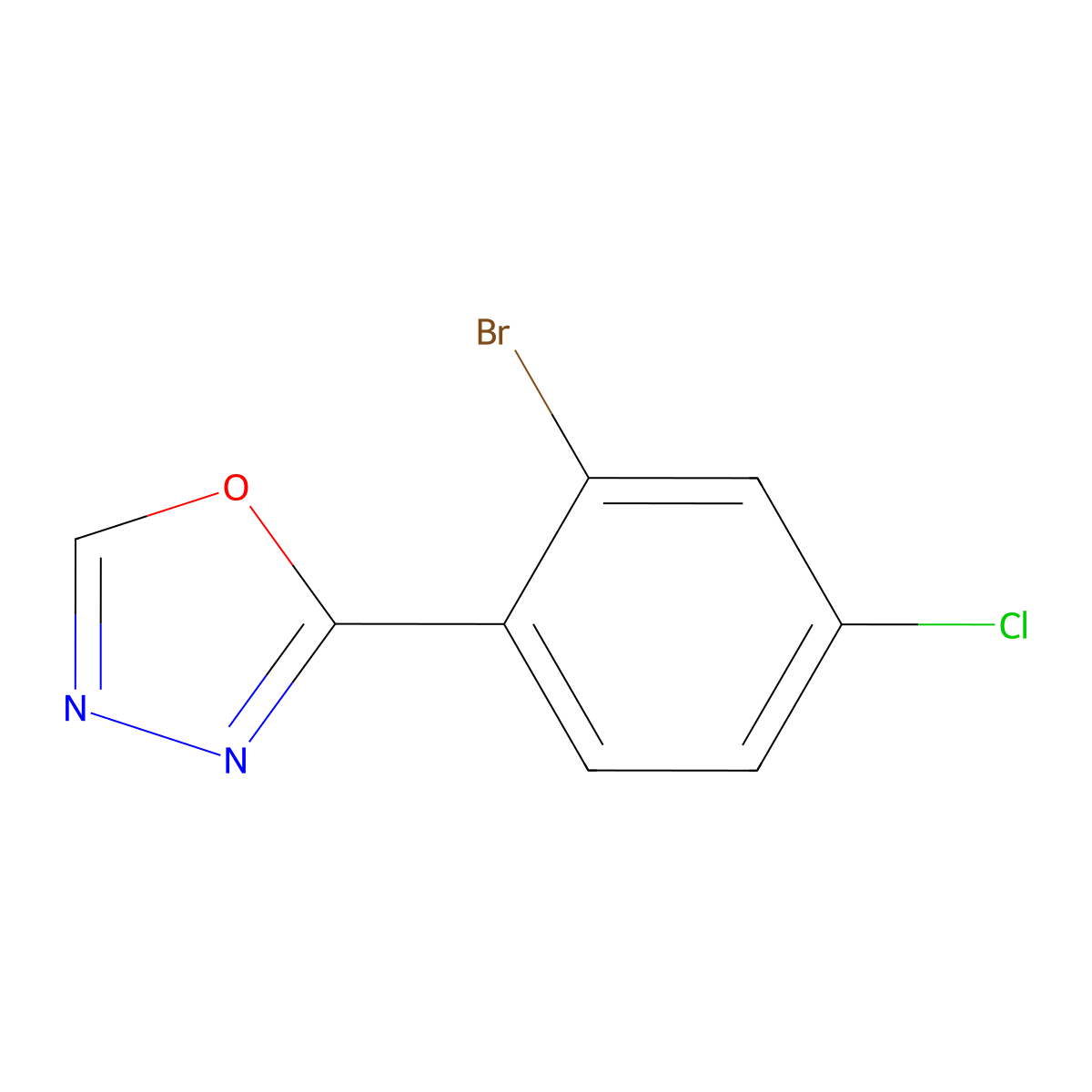 2-(2-Bromo-4-chlorophenyl)-1,3,4-oxadiazole molecular structure, CAS 1699001-40-5