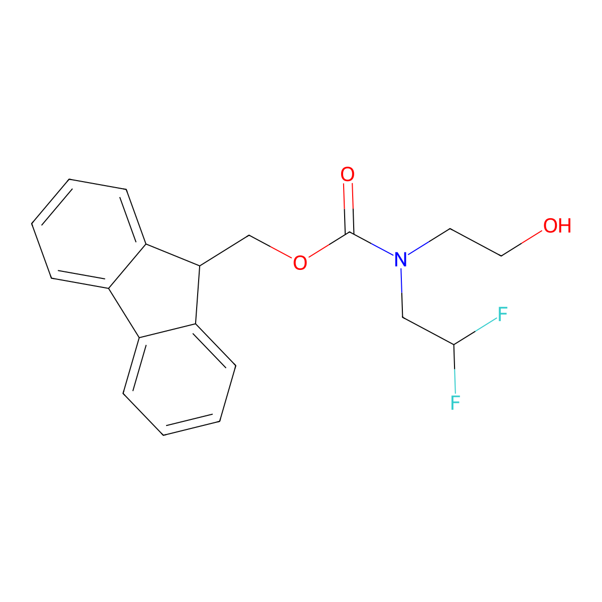 (9H-fluoren-9-yl)methyl N-(2,2-difluoroethyl)-N-(2-hydroxyethyl)carbamate molecular structure, CAS 1699003-13-8
